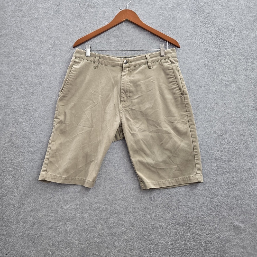 Volcom Men Shorts 32 Khaki Chino Twill Wnonty Short Logo 11" Inseam